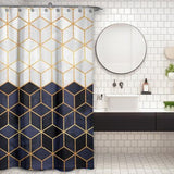 Cortina de Baño White and Navy Cubes